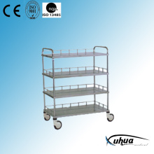 Aço inoxidável Quatro prateleiras Hospital Medical Instrument Trolley (J-23)